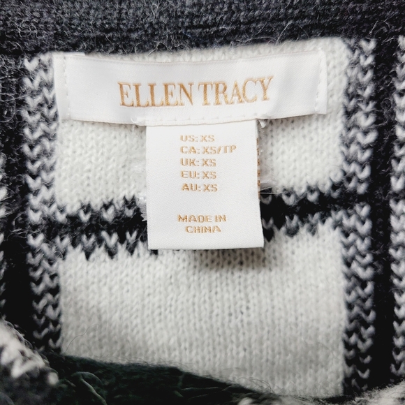 Ellen Tracy Shawl Collar Plaid Swacket Black & White Checkered sz XS - Picture 4 of 6
